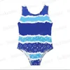 Trendy Girls Swimsuits Toddler Kids One-Pieces Swimwears Children Bikini Summer Full Letter Printed Beach Pool Sport Bathing Neckline Swimsuit