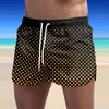 Mäns shorts Mens Swimming Trunks Trendy Polka Dot Print Board Drawstring Elastic Midje baddräkt Hawaiian Beachwear