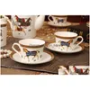 Coffee Tea Sets Horse Design Porcelain Cup With Saucer Bone China Glasses Gold Outline Cups Drop Delivery Home Garden Kitchen Dini Dhqtl