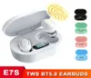 E7S TWS Black Ear Bud True Wireless Bluetooth EcouteursTouch Control Écouteurs intra-auriculaires stéréo étanches à l'eau avec étui de charge Built8390798