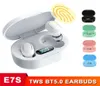 E7s tws preto ear bud verdadeiro sem fio bluetooth fones de ouvido controle toque à prova água estéreo inear fones com caso carga construído8390798