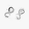 Stud Earrings 2024 High Quality 925 Sterling Silver Forever Love Clear CZ Lucky Number For Women Fashion Jewelry