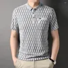 Herrpolos 2024 Summer Business High-end Plaid Top True Pocket Korean Short Sleeve Polo Shirt Casual Fashion Versatile T-shirt