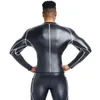 Hommes Body Shapers Mâle Taille Formateur Corsets Chemises À Fermeture Éclair Collier Shaper Veste En Cuir Ligne Blanche Faux Chemise À Manches Longues