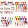 Chopsticks 100 Pair Mixed Colors Cartoon Kids Children Gift Study Exercise Sile Head Wholesale Drop Delivery Dhqfy