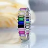 2024 Handmade Rulalei Original Luxury Jewelry Real 100% 925 Sterling Silver Emerald Cut Colorful Moissanite Diamond Elegant Party Women Bridal Ring Gift