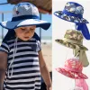 Cappelli Protezione UV Bambino Estate Safari Cappello da sole Berretto da ragazzo Bambini Panama Cappello da spiaggia unisex per bambina Cappello da pescatore con risvolto per bambini