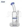 2024 New Glass Bong Water Pipe Honeycomb Percolator Bong Bubbler Pipe with 14mm Bowl 9 Inches 5mm Thick Hand Blown Bong for Smoking