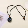 Collana Orecchini Set JD Pietra Labradorite Naturale Corda Nera Maglia Pietra di Luna Ciondolo Pendolo Donna Uomo Ciondoli Irizzati Blu Irregolare Regalo