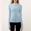 Vestes Haute Élastique Manteau De Sport Automne Hiver Slim Fit Professionnel Séchage Rapide Vêtements Femmes Courir À Manches Longues Chemise Crop Tops