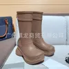 High end quality 2024 Belenciagas autumn and winter round head thick bottom high hole rain boots waterproof and anti-skid sleeve riding boots women