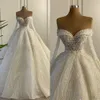 Superbe robe de mariée élégante à épaules dénudées et perles, manches longues, sur mesure, robes de mariée romantiques en dentelle, 2024