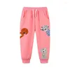 Trousers Jumping Meters 2-7T Girls Sweatpants Floral Embroidery Autumn Spring Drawstring Baby Toddler Full Length Pants Kids