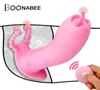 Vibromasseur gode portable à distance sans fil pour femmes Couples jouet double Stimulation langue léchant papillon culotte vibrateur Q06026366504