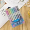 Marcadores 12 colores Brillo metálico Color colorido Contorno Marcador Kawaii Art Marker Bolígrafo de doble línea para dibujo escolar Suministros de arte Bolígrafo