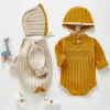 Kurtki 03Yrs Baby Girl Knit Rompers Spring Autumn Baby Baby Fashion Modne ubrania niemowlęta
