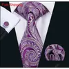 Klassieke Zijden Heren Stropdassen Paarse Stropdas Sets Paisley Heren Stropdas Hanky Manchetknopen Jacquard Geweven Vergadering Zakelijk Bruiloft 2795