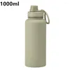 Bouteilles d'eau Bouteille de sport avec couvercle à bec étanche en acier inoxydable, double paroi isolée sous vide, bouche large de 1000ml