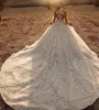 Exquisite A-Linie Brautkleider Spitze Applikation Perlen Stehkragen Brautkleid Sweep Zug Vestidos De Novia Benutzerdefinierte Größe