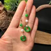 Dangle Earrings Charm Green Jade Tassel Drop Pearl 14K Gold Chinese Ancient Style Stone For Women Gift Jewelry