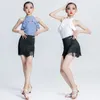 Stage Wear Vêtements d'entraînement de danse latine pour filles Xia Performance professionnelle Style dos nu pour enfants noir et blanc