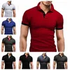 Erkek Polos Erkekler Yaz Polo Gömlek Örme Şortlu İş İşi Erkek Giyim Lüks Tee Plus Boyut 2024