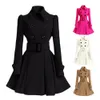 S-XXL Fashion Classic Winter Thick Coat Europe Belt Buckle Trench Coats Double Breasted Outerwear Casual Ladies Dress Coats240228