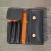 High Quality Cowhide Genuine Leather Pen Case Pencil Bags Protector De Bolsillo Boligrafo Bolsa Lapiz Estuche Pinceles Arte