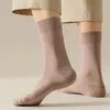 남자 양말 3 쌍/로트 면화 두꺼운 겨울 따뜻한 발 순수한 색상 고품질 패션하라 주쿠 미드 욕조 긴 편안한 양말