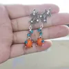 Dangle Earrings White Crystal Rhinestone Starfish For Women Fashion Korea Coral Color Oval Orange Stone Ear Studs Jewelry Gifts