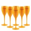 Copos de vinho moet copos acrílicos inquebráveis champanhe copos de vinho 6 pçs laranja plástico champanhes flautas acrílicos festa copo de vinho moets dhv25