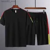 Tute da uomo Tute da uomo Casual Due pezzi Set Estate Leggero Asciugatura rapida T-shirt a maniche corte Uomo Pantaloncini Pantaloni Abbigliamento sportivo Tute a due pezzi Q240228