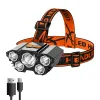 5 LED -strålkastare laddningsbar med byggd 18650 Batteri Stark ljus strålkastare Camping Adventure Fishing Head Light ficklampan