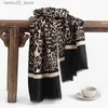 Sciarpe moda europea americana stampa leopardo imita scialle caldo invernale da donna in cashmere Q240228