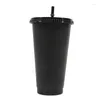 Mugs 601-700Ml Black White Straw Cup With Lid Color Change Coffee Reusable Cups Plastic Tumbler Matte Finish Mug