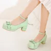 scarpe Lolita Scarpe Donna Tacchi alti Vintage Hollow Fiori Ankel Strap Bow Cute Girls Princess Party Studenti Belle pompe Taglia 3448