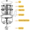 Cookware Sets BriSunshine 6 Packs 4 QT Round Chafing Dish Buffet Set With Glass Lid & Holder Catering Food Warmers