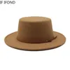 Liten storlek 52 54 cm brittisk stil barn fedora hattar pojke flickor barn platt topp filt jazz hatt formell festklänning cap 240219