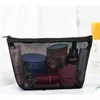 Black mesh makeup bag womens transparent makeup bag small portable storage bag travel toilet towel organizer bag 240228