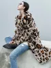 Päls Annsirgra 2023 vinterkvinnor naturlig kanin päls kappa lång leopard tryck unga damer mode överrock riktig kanin pälsjacka
