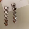 Stud Earrings Heart Shape Long European And American Style Personality Fashion Ms Girl Travel Wedding Accessories 2024