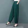 Capris Spring Summer Thin Solid Bloomers Pants Big Size AllMatch Elastic Band High WAIST LOOKE WASE FASHIT