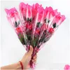 Dekorative Blumen Kränze Valentine039S Tag Party Supplies LED Colorf Tuch Rose Blume Leuchtende blinkende Zauberstab Stick Dekoration B Dhbp6