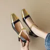 Dress Shoes Gold Mary Jane Ladies Summer Footwear High Heels On Heeled Square Japanese Style Lolita Gothic Pumps For Women 2024 Casual