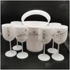 Seaux à glace et refroidisseurs avec 6pcs verre blanc Moet Chandon Champagne en plastique Drop Livraison Maison Jardin Cuisine Bar Bar Barware Dhbfi