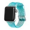 Bracelet de créateur pour montre 42mm 44mm, bracelet scintillant en silicone transparent pour iWatch 38mm 40mm, bracelet de montre confortable designerSW0PSW0P