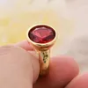 Wedding Rings Sell Elegant Red Crystal Yellow Gold Color Ladies Engagement Ring Jewelry For Women Hand Accessories Gifts