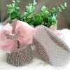 Sneakers Dolling Ribbon rose brillant perles Diamond Baby Girl Chaussures Pacificier Bandue Keepsake Wedding Gift Newbord Birthday Pageant