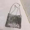 Bolsa feminina designer prata metal lantejoulas corrente tecido saco oco sacos de noite embreagem feminina viagem férias bolsa ombro Handbag241i