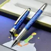 Luksusowy mały Prince Blue and Silver 163 Roller Ball Ball Ballpoint Fountain Office Manderery Brand Write Fourpll 240219